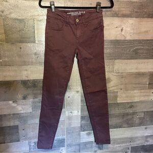 AMERICAN EAGLE OUTFITTERS PURPLE SATEEN JEGGINGS Sz 0 (1021)